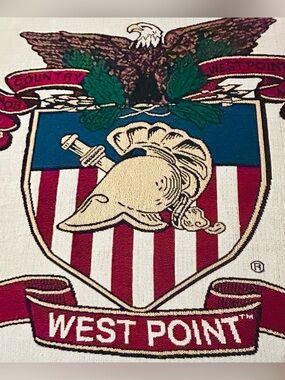 Vintage West Point Military Academy USMC Woven Throw Blanket 54x78 Army Cadet
